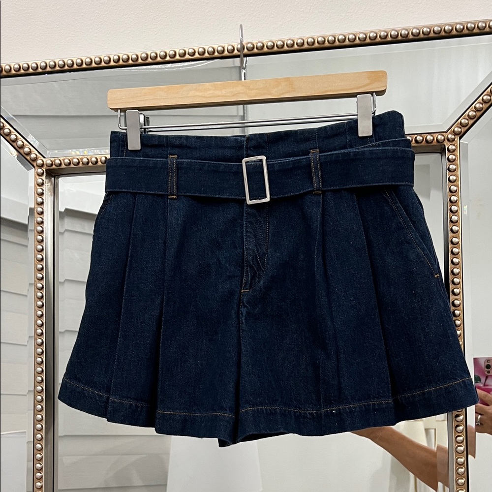 Frame Denim Dark Blue Jean Shorts with Belt